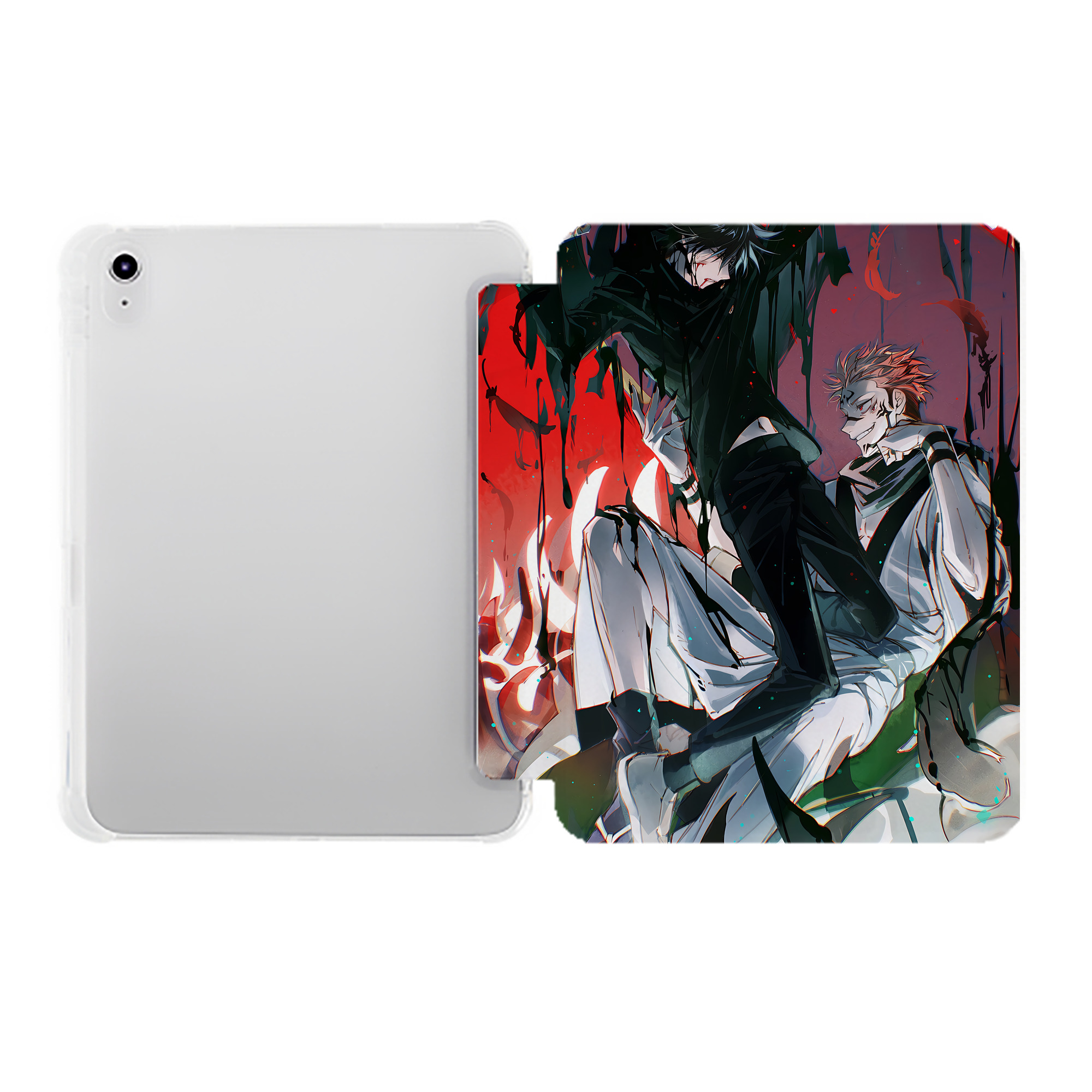 （画像用） 呪術廻戦 Jujutsu Kaisen IPad ケース ペン収納付き 三つ折りスタンド PUレザー×シリコン 対応機種9.5/10.5/10.9インチ